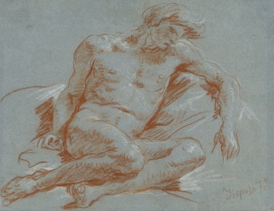 Giovanni Battista Tiepolo - A Seated Male Nude