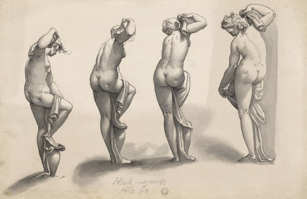 Hans Bock the Elder - Frauenakt in vier Ansichten. Studien nach der Kleinen Venus (Kleine Badende) von Giambologna