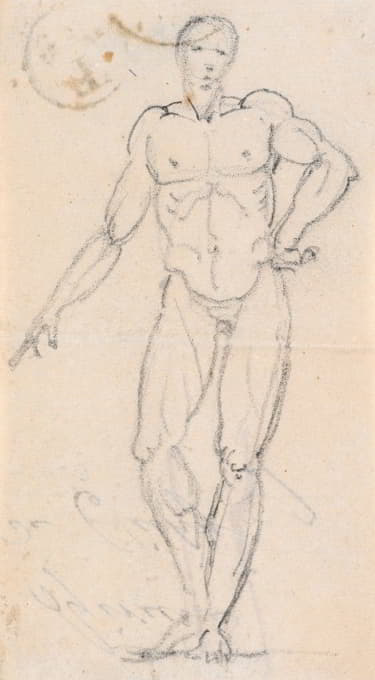 手放在臀部的男性裸体雕像