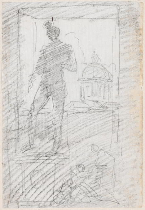 Hubert Robert - Statue of a Nude before a Window View