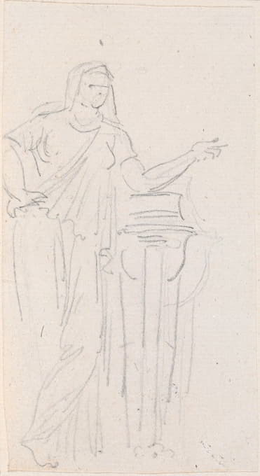 Hubert Robert - Statue of a Vestal Virgin