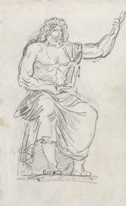 Hubert Robert - Statue of Jupiter, Seated (recto)