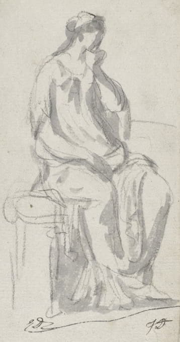 Jacques Louis David - Classical Sculpture of a Pensive Woman