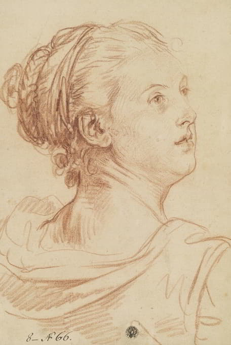 Jean-Baptiste Greuze - Head of a Woman Looking Back Over Her Shoulder