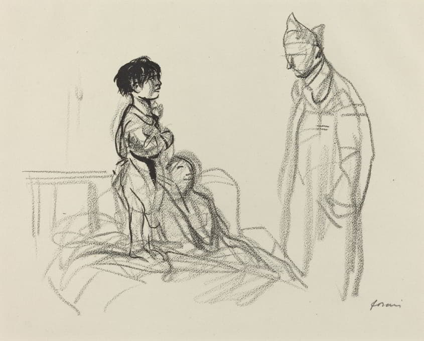 Jean-Louis Forain - Mother and Child Visited by Soldier in Hospital