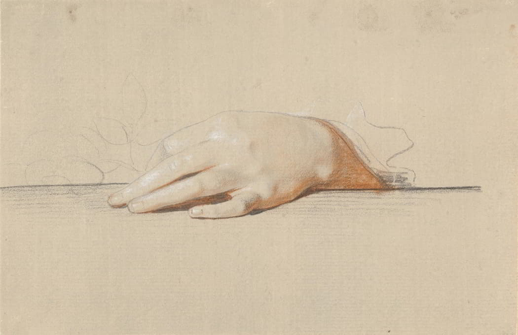 Jens Juel - En venstre hånd hvilende på et bord, holdende en rose