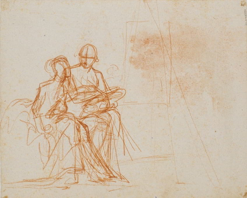 艺术家及其妻子罗辛·伯恩·多舍尔的肖像画草稿