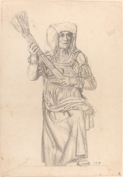 Johann Caspar Weidenmann - Italian Peasant Woman with a Broom