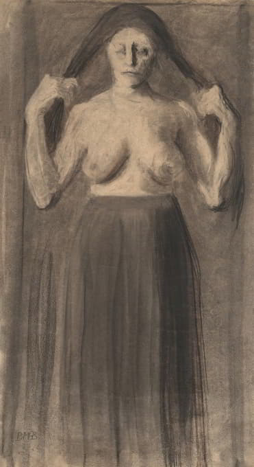 Paula Modersohn-Becker - Half-Nude Woman Holding Her Hair Apart