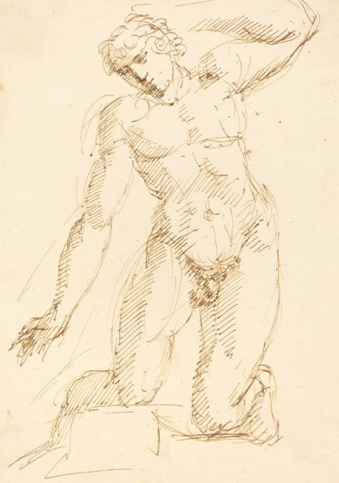 Pelagio Palagi - A Male Nude Kneeling