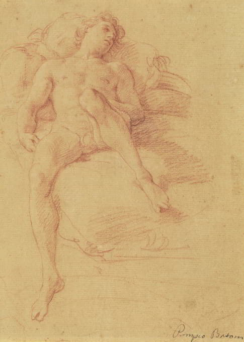 Pompeo Batoni - Male Nude Reclining on a Bed