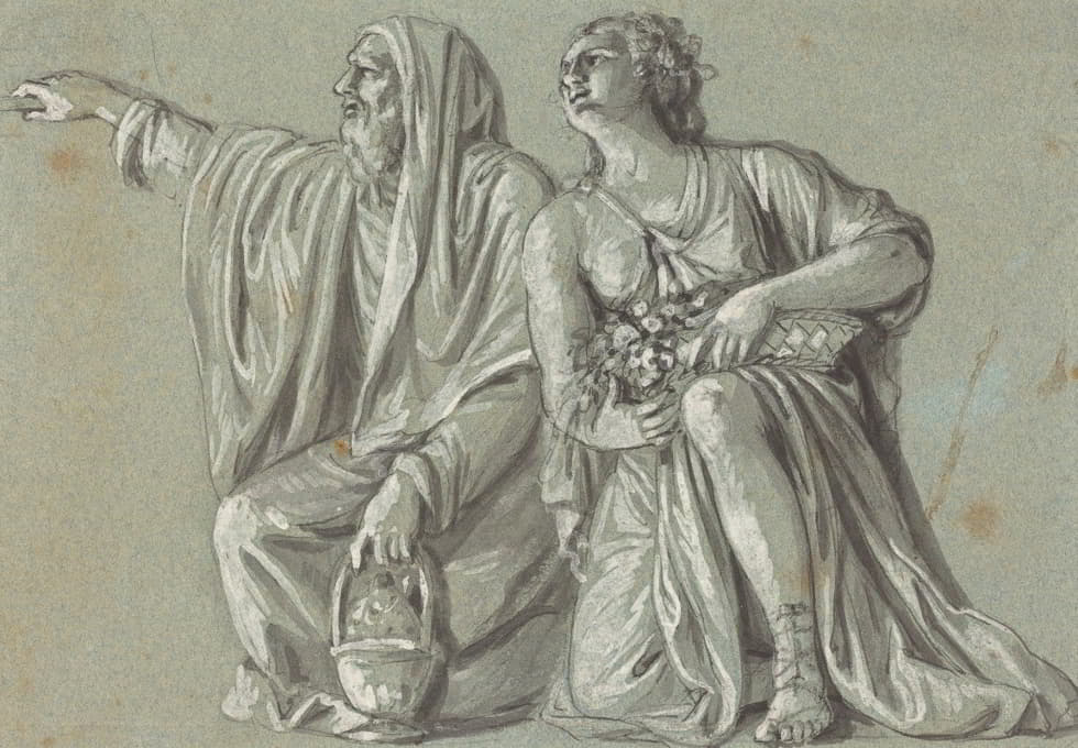 Roman 18th Century - Two Kneeling Figures with Offerings