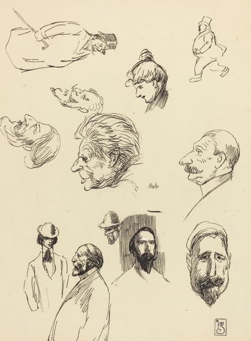 Théophile Alexandre Steinlen - Studies of Figures and Heads