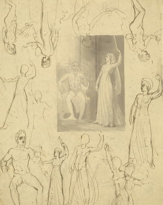 Thomas Stothard - Design for a Book Illustration of Circe and Odysseus (recto)