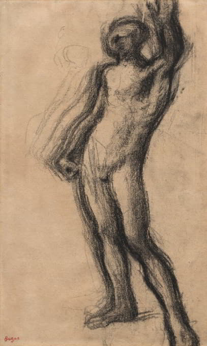 Edgar Degas - Nude Man Standing, with Left Hand Raised