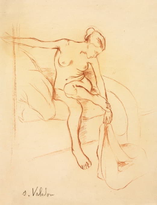 坐在床上的裸体女人