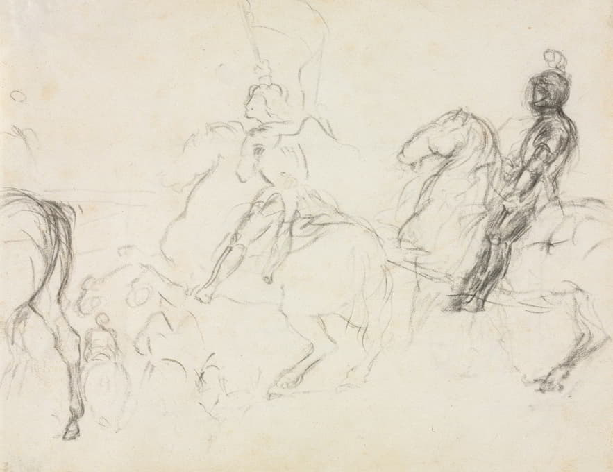 Edgar Degas - Battle Scene with Armored Figures on Horseback