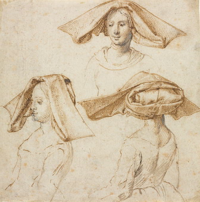 对一个戴着精致头饰的女人的三项研究