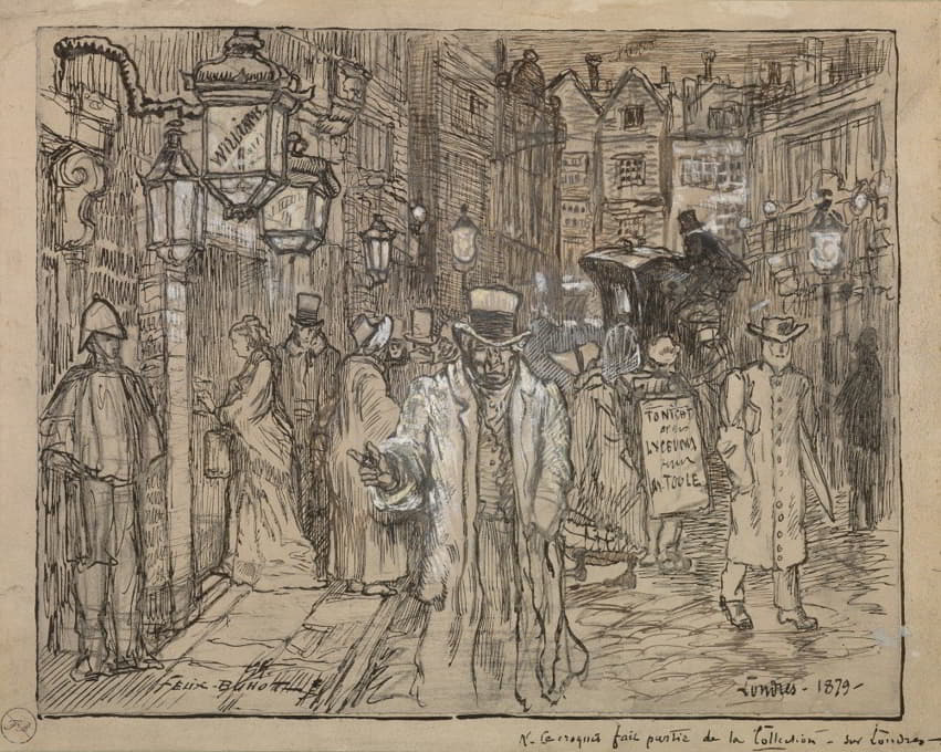 Félix Hilaire Buhot - Street Scene in London