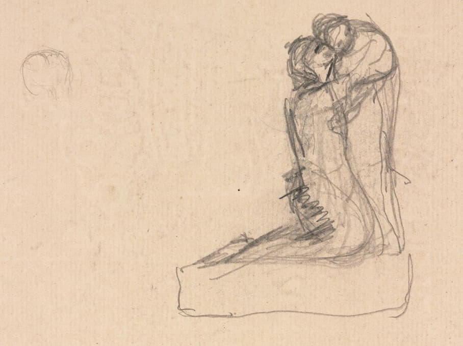 拥抱的两个人的草图（verso）