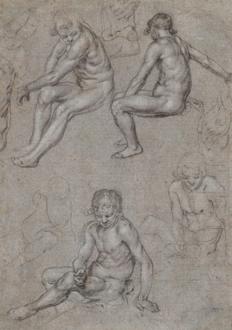 Jacob de Gheyn II - Studies of a Naked Seated Boy