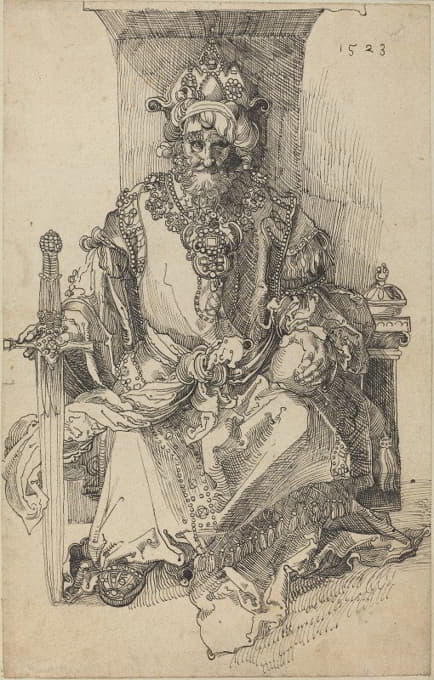 After Albrecht Dürer - An Oriental Ruler Seated on His Throne