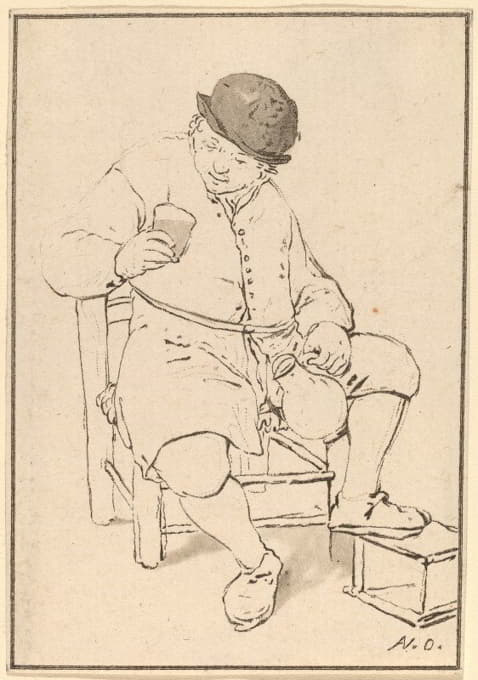 Cornelis Ploos van Amstel - Seated Peasant with Jug