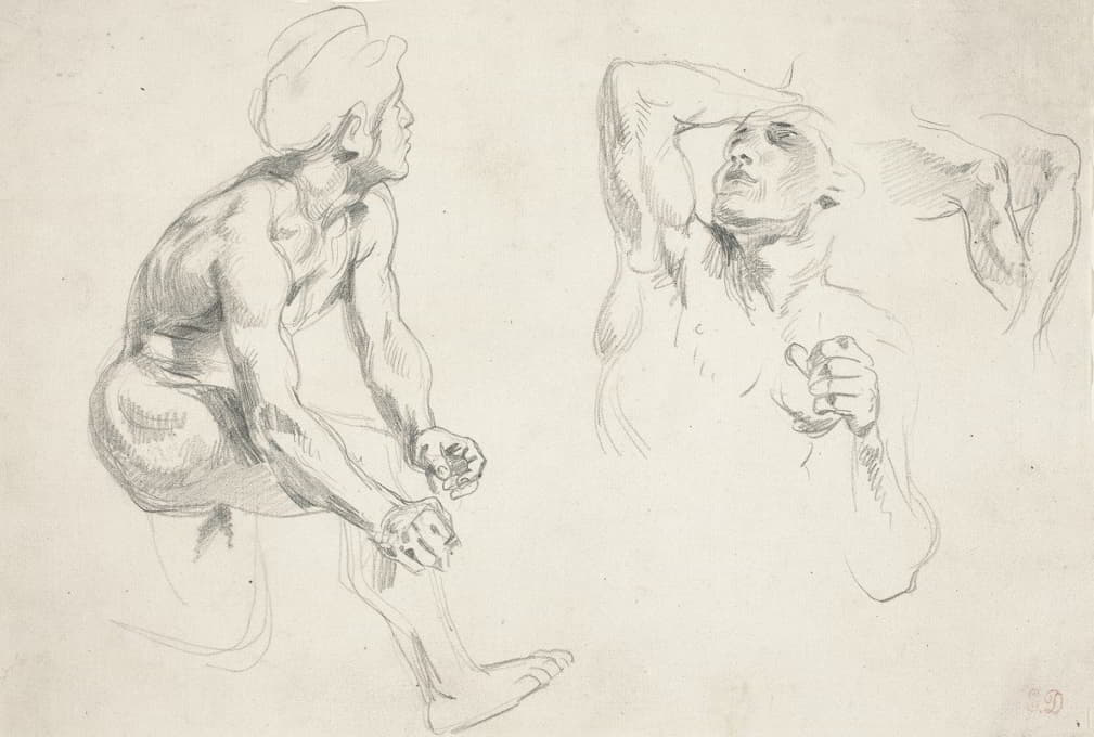 Eugène Delacroix - Male Nude Posing for Figures in the ‘Frise de la Guerre’