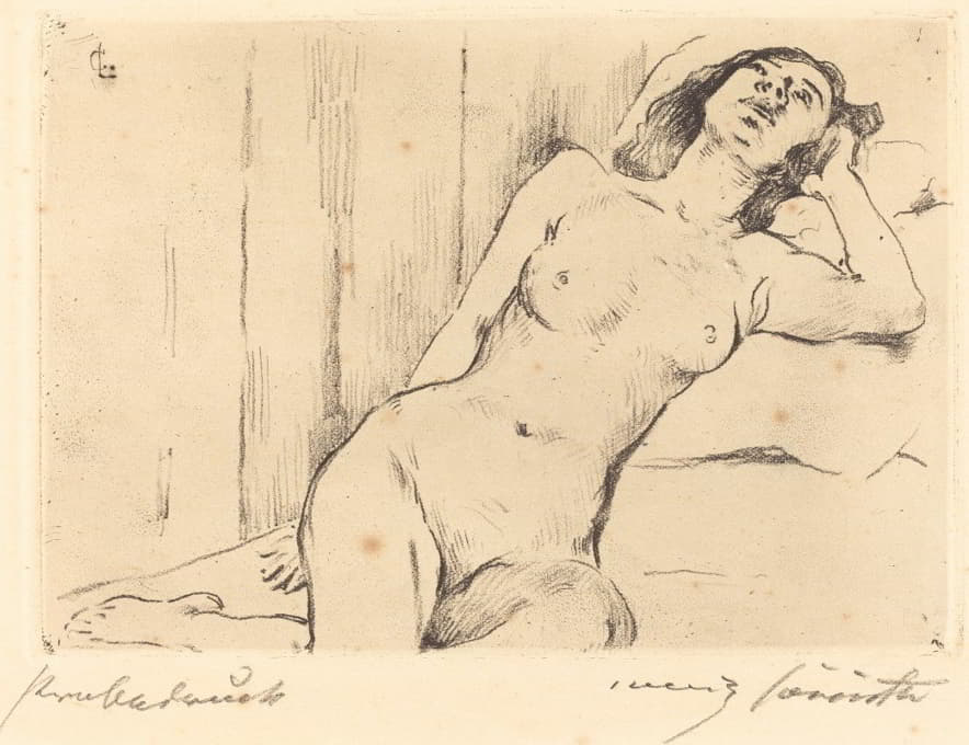 Lovis Corinth - Reclining Female Nude (Ruhende Dreiviertel Akt)