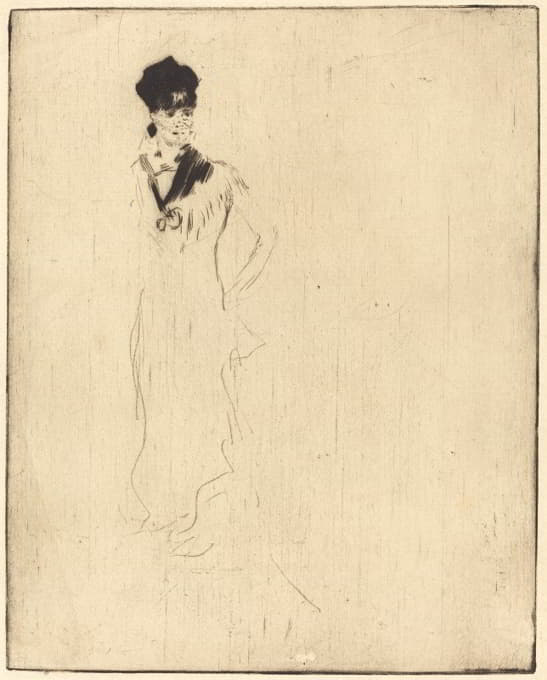 Norbert Goeneutte - Sketch of a Young Lady in Violet (Esquisse de jeune femme a la violette)