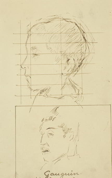 Paul Gauguin - Heads of a Boy and a Man (Self-Portrait) (verso)