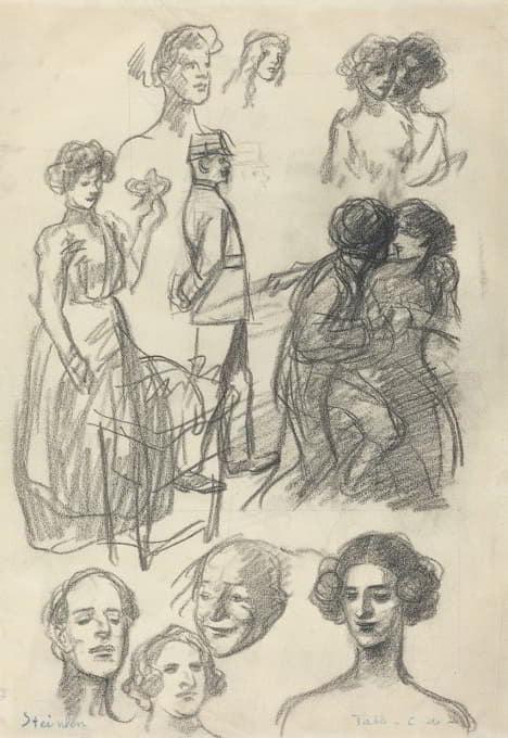 Théophile Alexandre Steinlen - Sketches for ‘Lovers on a Bench’