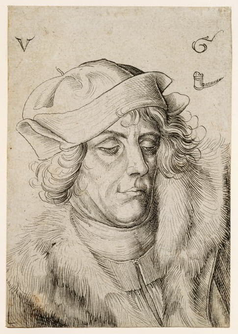 Urs Graf - Portrait of a man with a beret and fur collar