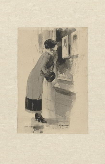 一个有图画和书的窗口的女人