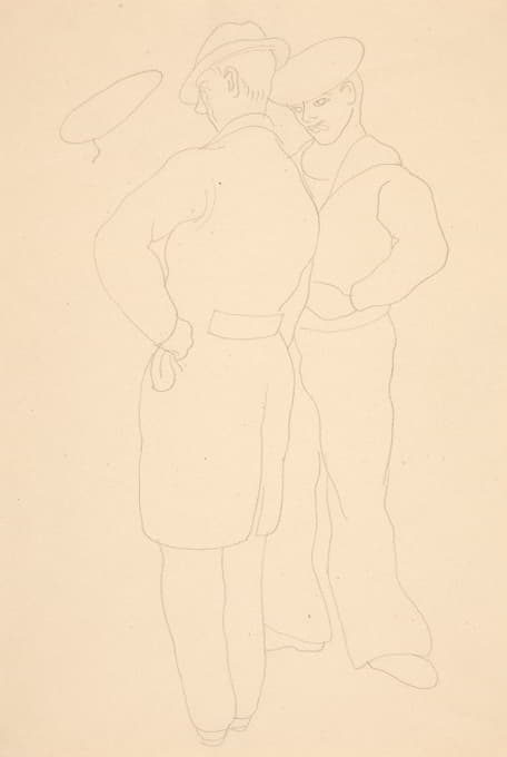 Charles Demuth - Man With Sailor (study for watercolor titled On That Street, 1932)