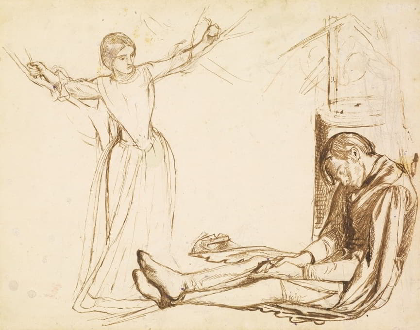 Dante Gabriel Rossetti - Study for the figures of Guenevere and Launcelot