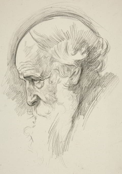Edwin Austin Abbey - Portrait of an old bearded man, in profile