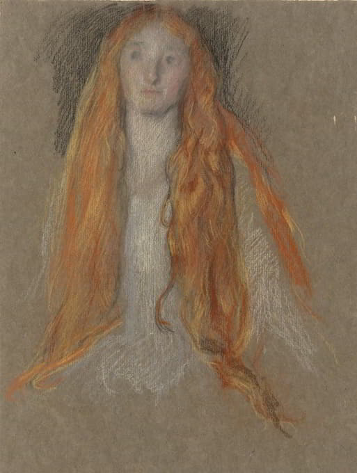 Edwin Austin Abbey - Study for the Head of Ophelia, in The Play Scene, in Hamlet
