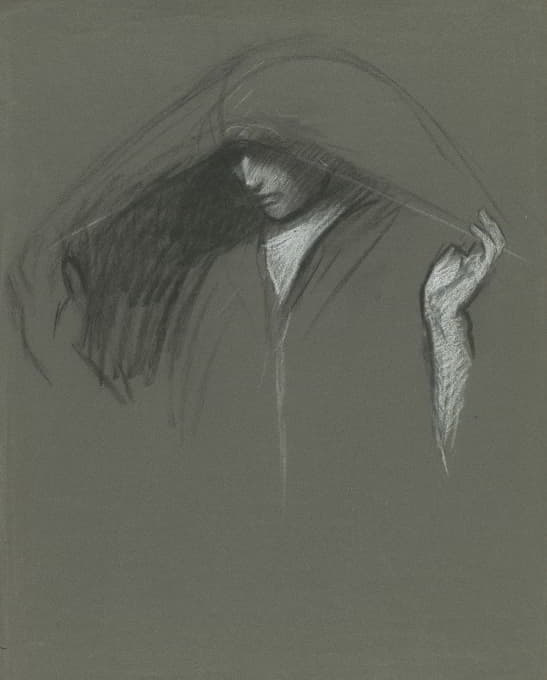 Edwin Austin Abbey - Study of draped head of ‘A Mary for Three Marys at The Tomb’