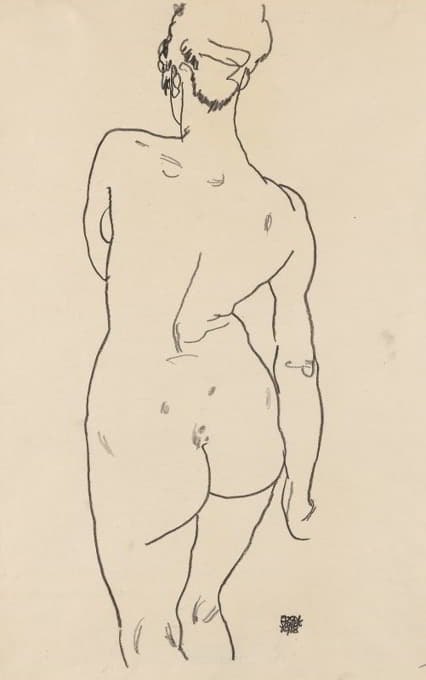 Egon Schiele - Weiblicher Rückenakt