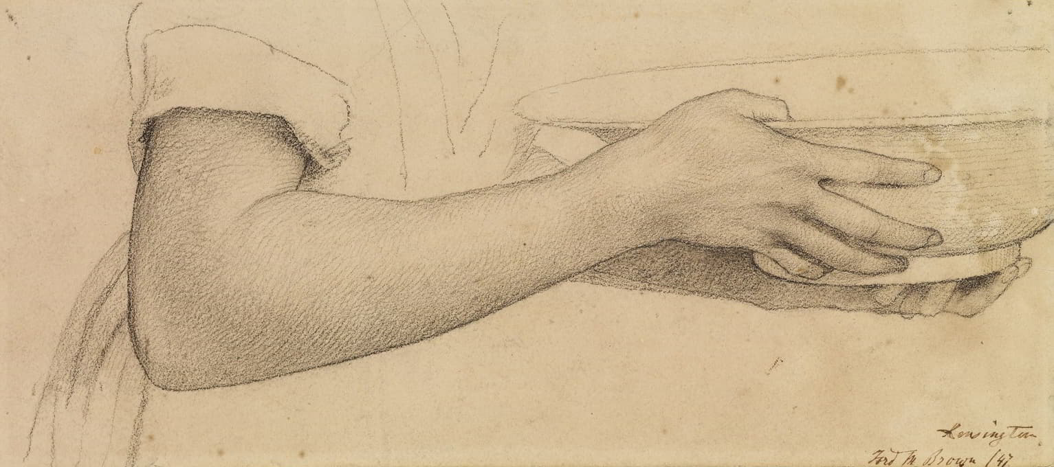 Ford Madox Brown - Oure Ladye of Saturday Night – Study of Arm and Hands for Angel Holding Bowl of Water