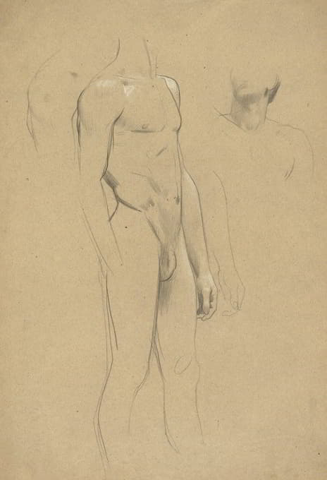 Gustav Klimt - Männlicher Akt ohne Kopf, Hals- und Schulterstudie