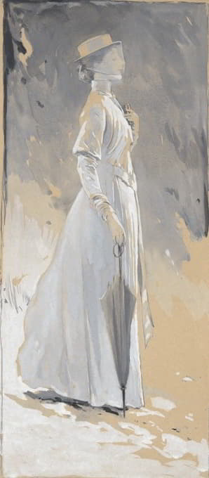穿白色衣服的年轻女子；辛西娅小姐——《带十字架的房子》插图