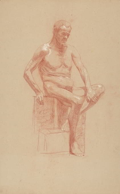Jozef Hanula - Study of a sitting male nude