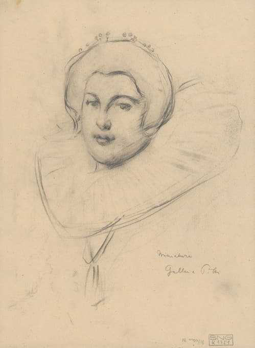 Milan Thomka Mitrovský - A study of a woman’s head according to a miniature in the PITTI gallery