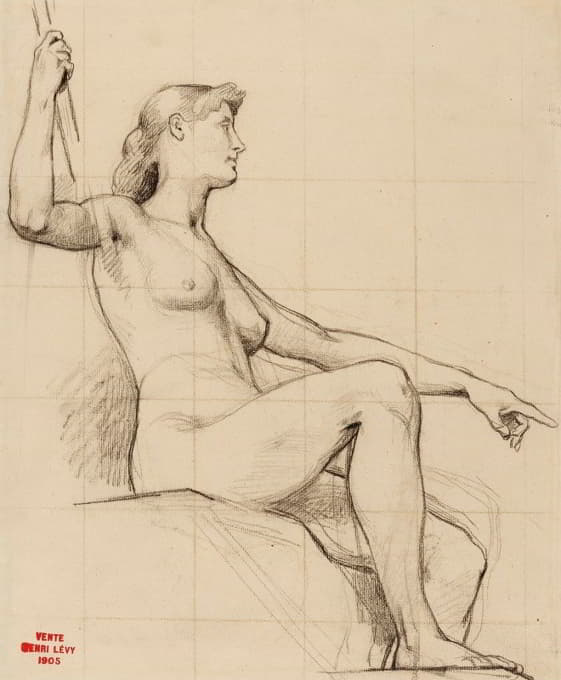 一个裸体坐着的女人的研究