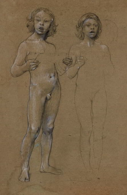 Luc-Olivier Merson - Deux garçons nus chantant