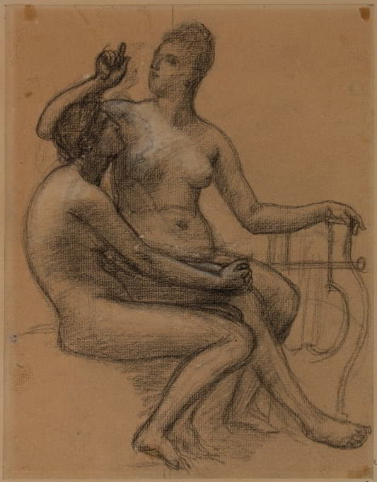 两个裸体女人坐着