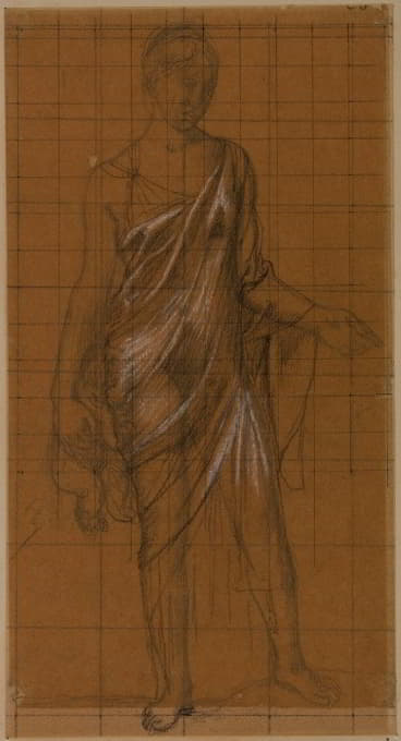 Pierre Puvis de Chavannes - Femme drapée de face, tenant un enfant sur la hanche droite