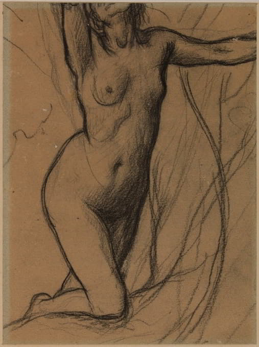 Pierre Puvis de Chavannes - Femme nue à genou, de face